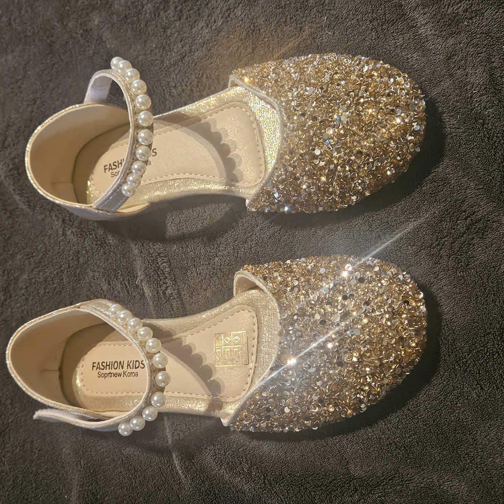 SHEIN Gold Dress Shoes with Ankle Strap and Low Heel